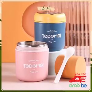 Cốc Đựng Cháo Canh Kèm Muỗng Bền Đẹp. Hộp Đựng Cháo Canh Soup Bền Đẹp Có Tay Xách