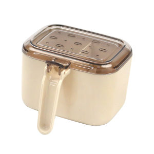 Press Type Dual Grid Integrated Seasoning Box Moisture Proof Sealed Transparent Lid Partition Storage Salt Chicken Essence Seasoning with Spoon