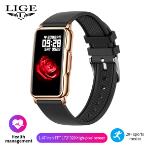 LIGE | LIGE Smart Watch Women Men Bluetooth Connected Phone Music Fitness Sports Bracelet Sleep Monitor 1.47-inch Man Smartwatch Women