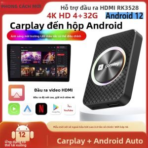 Hộp Giải Mã Truyền Hình 3 Trong 1 HDMI Carplay Không Dây Android Auto RK3528 Thông Minh AI Hỗ Trợ 4K HD Tích Hợp Đèn LED Cho Android 12