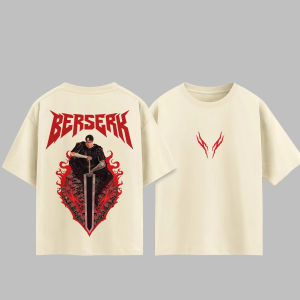 Bandai | Japanese Anime Berserk Guts T-shirt Men Women Pure Cotton 2026 Summer Top Harajuku Style Fashion Round Neck Short Sleeved Tees