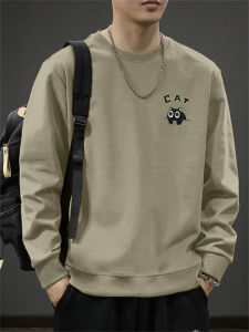 Áo Nỉ Cổ Tròn Dáng Rộng Phong Cách Mỹ Cổ Điển Màu Đen Nguyên Chất Cho Nam Mùa Xuân Thu Mới Cao Cấp Thời Trang Rộng Rãi Thường Ngày