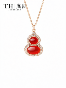 TH | Natural Carnelian Good Luck Gourd Charm Necklace