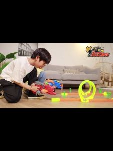 Đồ chơi đua xe motor đường trượt khủng long phiên bản có s.ú/ng lấy đà mới Đồ chơi đua mô tô lượn vòng cho trẻ