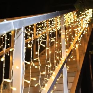 【BUY 1 TAKE 1】Solar Christmas Light Solar Icicle Light Fairy String Lights Eaves Decor with for Outdoor Curtain Wedding Decoration