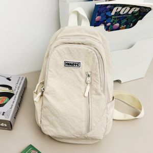 Fashionable Casual Nylon Crossbody Chest Bag for Women Student Mobile Phone Bag Soft Polyester Lining Zipper Closure Leisure Scene