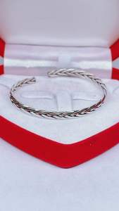 กำไลเงินแท้925ลายเปียลงดำโบราณ