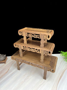 Rounded Case Model Desktop Mini Altar Chinese Style Book Desk Solid Wood Chicken Wing Wood Curved Head Qiujing Tabletop Ornament