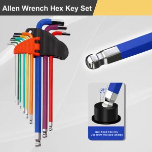 Professional 9PCS Allen Keys (1.5-10mm) L Wrench Kit Hexagon Spanner Hand Tools for Bicycle/Car/Furniture/Electronics Repair