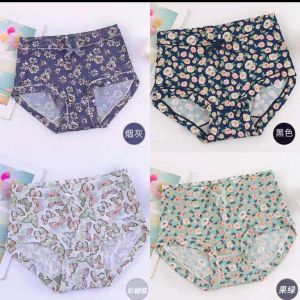 กางเกงชั้นในทรงสามเหลี่ยมเอวสูงผ้าไหมน้ำแข็งเนื้อเนียนลื่นสำหรับผู้หญิง กางเกงชั้นในผ้าฝ้ายแท้แห้งเร็วบางไม่มีขอบพิมพ์ลายไซส์ใหญ่คลุมสะโพก
