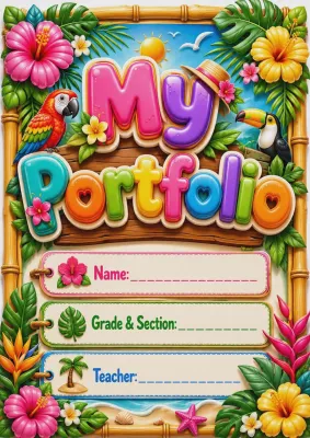 Portfolio sticker cover for teenager design A4 size