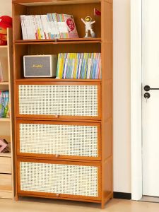 Bookshelf Storage Cabinet 3/4/5Layers Bookcase Cabinet Bamboo Cabinet Storage Almari Buku Rak Bertutup Storage Cabinets 置物架 书架