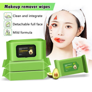 60PCS Makeup Remover Wet Tissue/Avocado Makeup Remover Wipes/Face Deep Cleansing Eyes Lips Skin Moisturizing Make Up Pads/牛油果卸妆湿巾