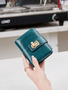 RFID Retro Womens Wallet Three Fold Short Wallet PU Leather Multi Functional Twist Lock Credit Card Wallet and Wallet