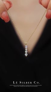 Le Silber Co.S925 - Sparkle Teardrop-liked Necklace Rantai Leher Perak