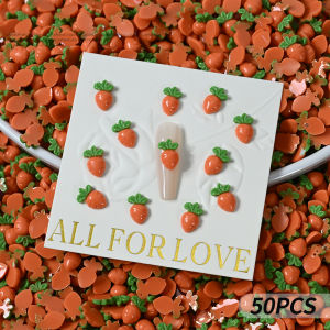 50Pcs 3D Cute Resin Carrot Nail Art Charms Cartoon RabbitSnakePear Nail Art Decorations DIY Crafts Hairpin Nails Accessories *