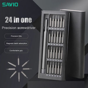 SAVIO Screwdriver 24 in 1 Precision Screwdriver Set Portable Light Weight Screwdriver Kits Magnetic Screw Driver Bits Hex Bit Handle Mobile Phone Repair Screwdrive Kit Tools