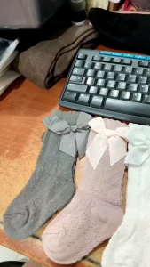 ET07 Kaos kaki bayi dan anak perempuan umur 0-3 Tahun PITA samping panjang tinggi bawah lutut brukat cute baby kids girl s socks korean style