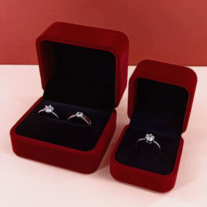 Married Red Velvet Ring Box Engagement High End Diamond Ring Box Wedding Ceremony Exchange Shooting Earring Pair Ring Box