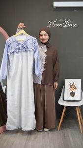 Mybamus Nessa Dress Knit Bordir Gamis sleting Busui Kekinian Gamis Lebaran 2025