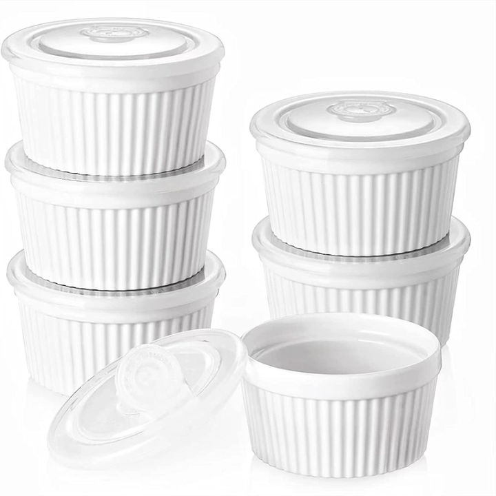 3 Pcs Ramekins with Handle Porcelain Au Gratin Deep Baking Dishes 20*3 ...