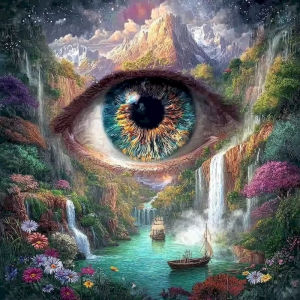 BILIBILI | Acrylic Paint By Numbers Eye Mountain Landscape Painting By Numbers on Canvas Coloring By Number for Adults Paint Digital Art