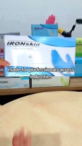 IRONskin Long Cuff Powder Free Nitrile Black Disposable Glove M7.7g 50 pcs/Box