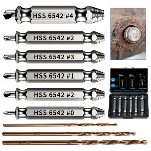Damaged Screw Extractor Set HSS Drill Bit Stripped Broken Remover Small Easily Quickly Take Out Kit Easy Demolition Power Tools