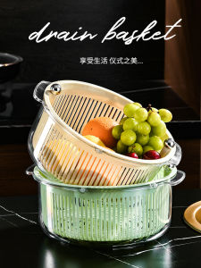 Rotating Drain Basket Double Layer Thickened Kitchen Supplies Vegetable Basket Fruit Basin Melon Storage Basket Home Use