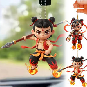 2PCS New Nezha Acrylic Keychain Backpack Car Hanging Keyring Pendant Cartoon Anime Figure Key Decor Accessories