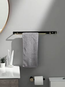 304 Stainless Steel Self-adhesive Towel Bar Paper Holder Robe Hook Towel Wall Mount Bathroom Accessories No Drilling