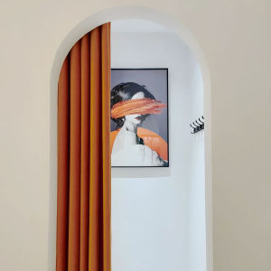 Orange Arch Curtain round Partition Door Curtain for Womens Clothing Store Try-Room No Punching Required Privacy Curtain