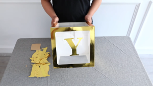 Kotak Balon Emas Transparan A-Z Alphabet Huruf & Angka 0-9 Ukuran 25*25 cm Balon Box untuk Dekorasi Pesta Ulang Tahun DIY Baby Box Decoration Anniversary Baby Shower