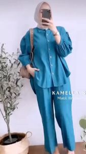 One Set Amanda Kemeja Wanita | Setelan Kamella Busui Cringkle Airflow