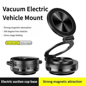 Electric vacuum car phone mount-360 ° rotating magnetic phone holder strong magnetic grip for car kitchen Mirro gym bath shower compatible with iPhone & Android