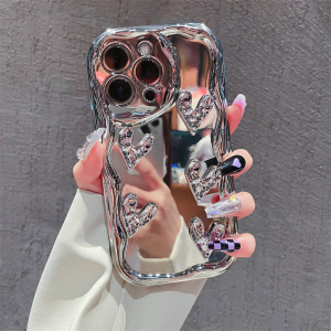 Plated Silver Creamy Texture 3D Heart Creative Womens Phone Case for Vivo X100 S18pro S17/S16/S15e New X90/X80/X70 IQOO12