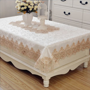 ผ้าคลุมโต๊ะทานอาหารสไตล์ยุโรปแบบเรียบง่าย ผ้าไนลอนสีขาว ผ้าคลุมโต๊ะกาแฟขนาดใหญ่สำหรับห้องนั่งเล่นและห้องน้ำ