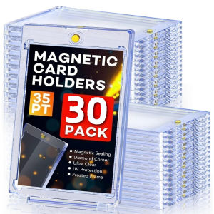30Pcs 35pt Clear Card Holder Magnetic Attraction Type Gaming Sports Trading Card Display Case Kpop Idol Photo Protective Sleeves