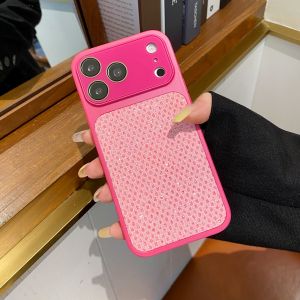 Luxury Glitter Diamond Grid Shiny Rhinestone Phone Case For iPhone 17 16 15 14 13 Pro Max Full Lens Protection Shockproof Cover