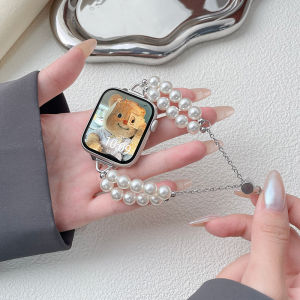 YUNDINGCHUANGXIANG | Double Row Pearls Watch Band Feminine Chic Luxury For Apple Watch