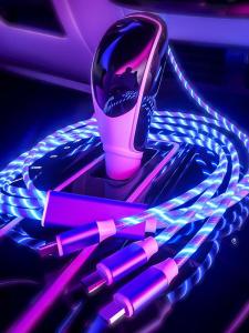 One Drag Three USB-C Data Cable Super Fast Charging Compatible with Android Type-C Phones Glowing Run Light Function