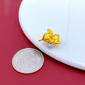 จี้หูกระต่ายสีทอง จี้หัวเข็มขัด จี้หัวเข็มขัด สร้อยข้อมือ สร้อยคอ อุปกรณ์ทำเครื่องประดับ DIY วัสดุอื่นๆ โลหะผสม