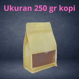 STANDING POUCH FLAT BOTTOM VARIAN WINDOW ALUMUNIUM FOIL - KEMASAN SNACK FLATBUTTOM 250 GRAM KOPI