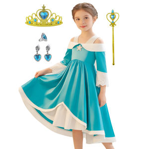 LZH | Peach Princess Dress For Girls Game Rosalina Role Play Clothes Cosplay Costume Birthday Party Halloween Carnival Clothing 4-10Y