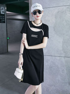 Casual Summer Dress Womens New 2025 Hollow out Lightweight Luxury Design Slimming T-Shirt Dress Cotton Knitted Mid-length A-line Skirt