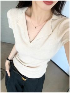 SHUQINGLAI | Slim Fit Stylish Polo Collar Short Sleeve T-Shirt