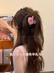 Original Design Dopaamine Flower High Ponytail Hair Clip Womens New 2025 Back of Head Shark Clip Fashionable Hair Accessories