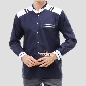 YODHAMUSLIM BAJU KOKO PRIA PANJANG KATUN KEMEJA KOKO SHANGHAI COKSU HITAM SERAGAM SANTRI