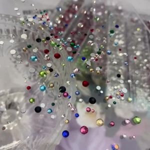 12Grids 3D White Nail Art Rhinestones&2Tools Mixed-Sizes Flatback Round Glass Diamond Nail Charms DIY Crafts Manicure Accessory