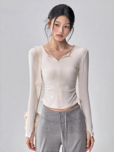 FITNESSGIRL | Fitness Semi-Zip Yoga Shirt Long Sleeve Autumn Winter Slim Waist